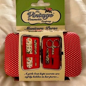 NWOT Manicure Purse - Red/white polka dot